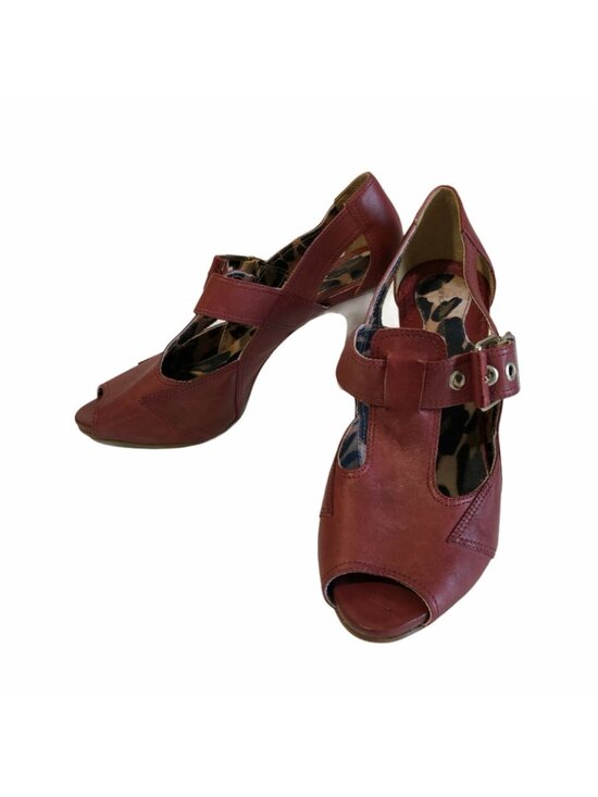 Bruno Menegatti Womens 6 Heels Leather Peep Toe Made in Brazil Buckle Pumps EUC - Picture 11 of 12